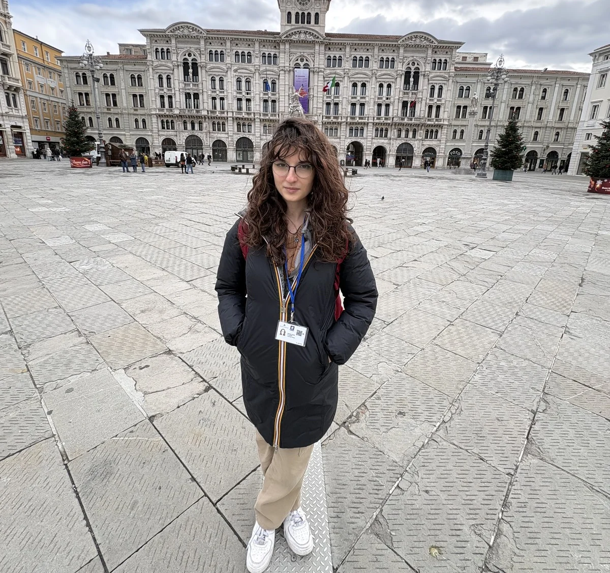 Claudia in Piazza Unità d'Italia during the hackathon in Trieste